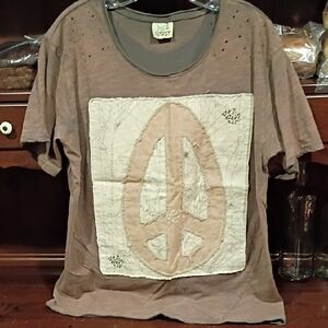 Jaded Gypsy, Brown Peace Sign Women's Tee